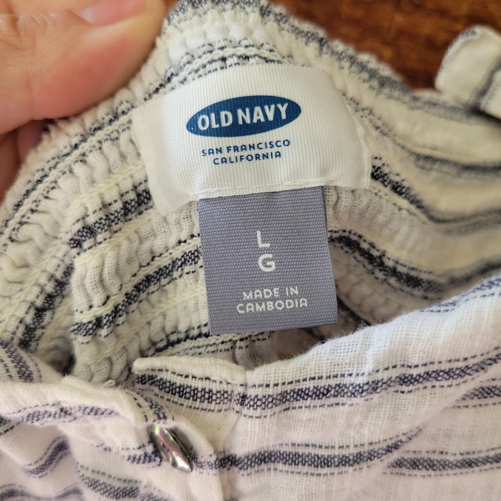 Old Navy Slate Blue and White Spaghetti Strap Sundress size large 100% cotton - Picture 3 of 5